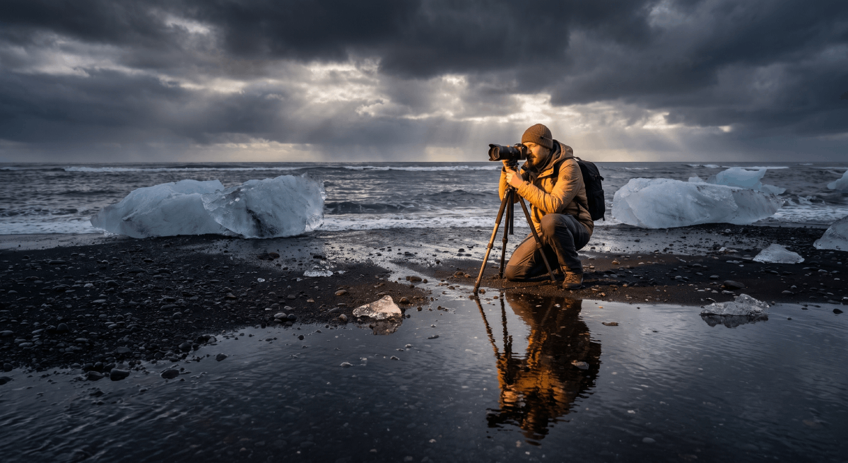 Quique Aparicio, fundador de Subexpuesta, durante una sesión de fotografía nocturna